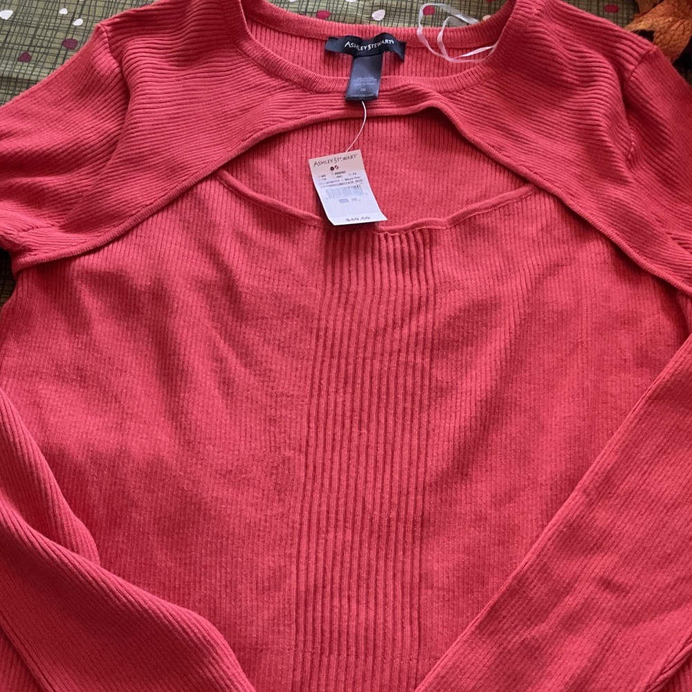 Ashley Stewart Vibrant Pink Ribbed Top
